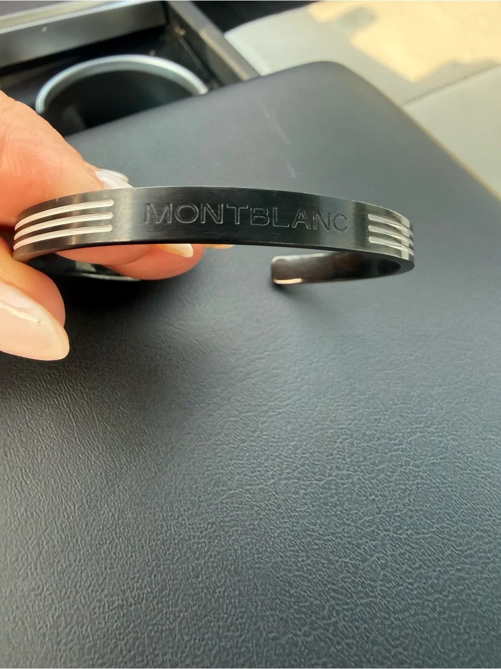 Montblanc Black and Silver Slim Smart Wristband